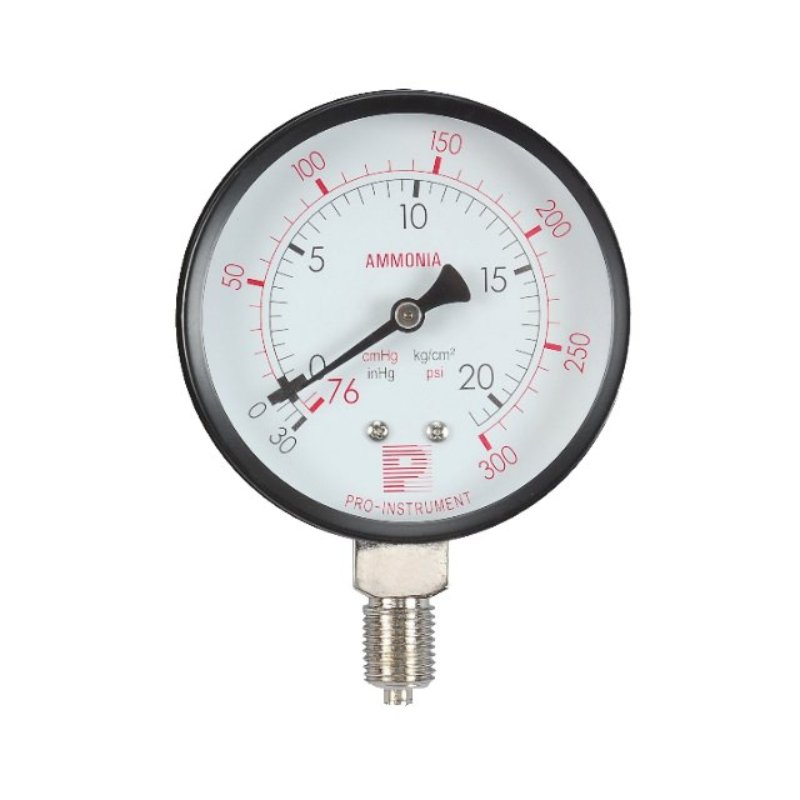 ammonia, bottom connection pressure gauge
