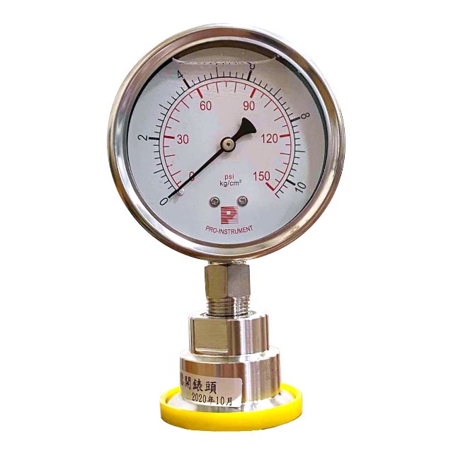 Diaphragm seal pressure gauge (upper clamp)