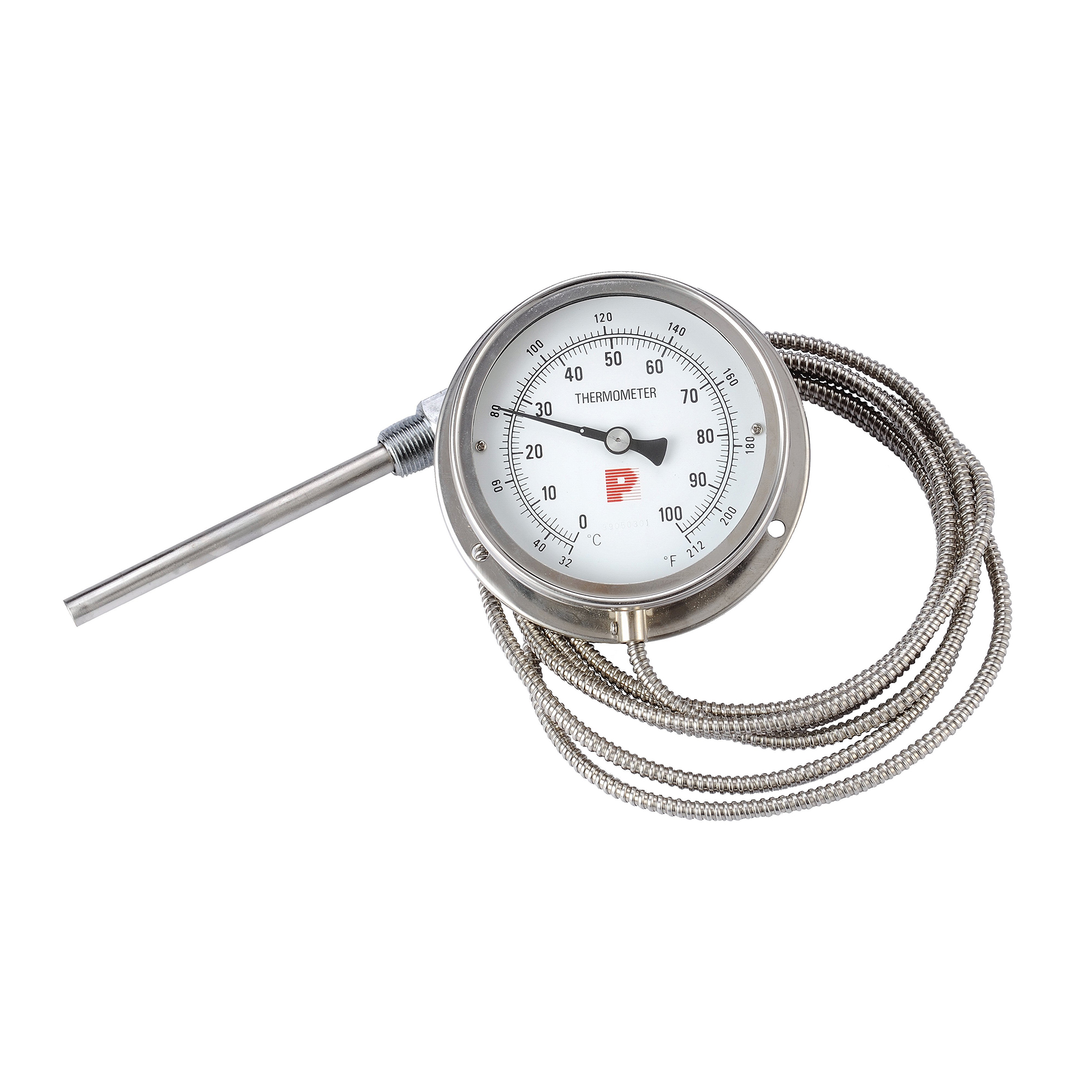 Stainless steel capillary thermometer (bottom type)