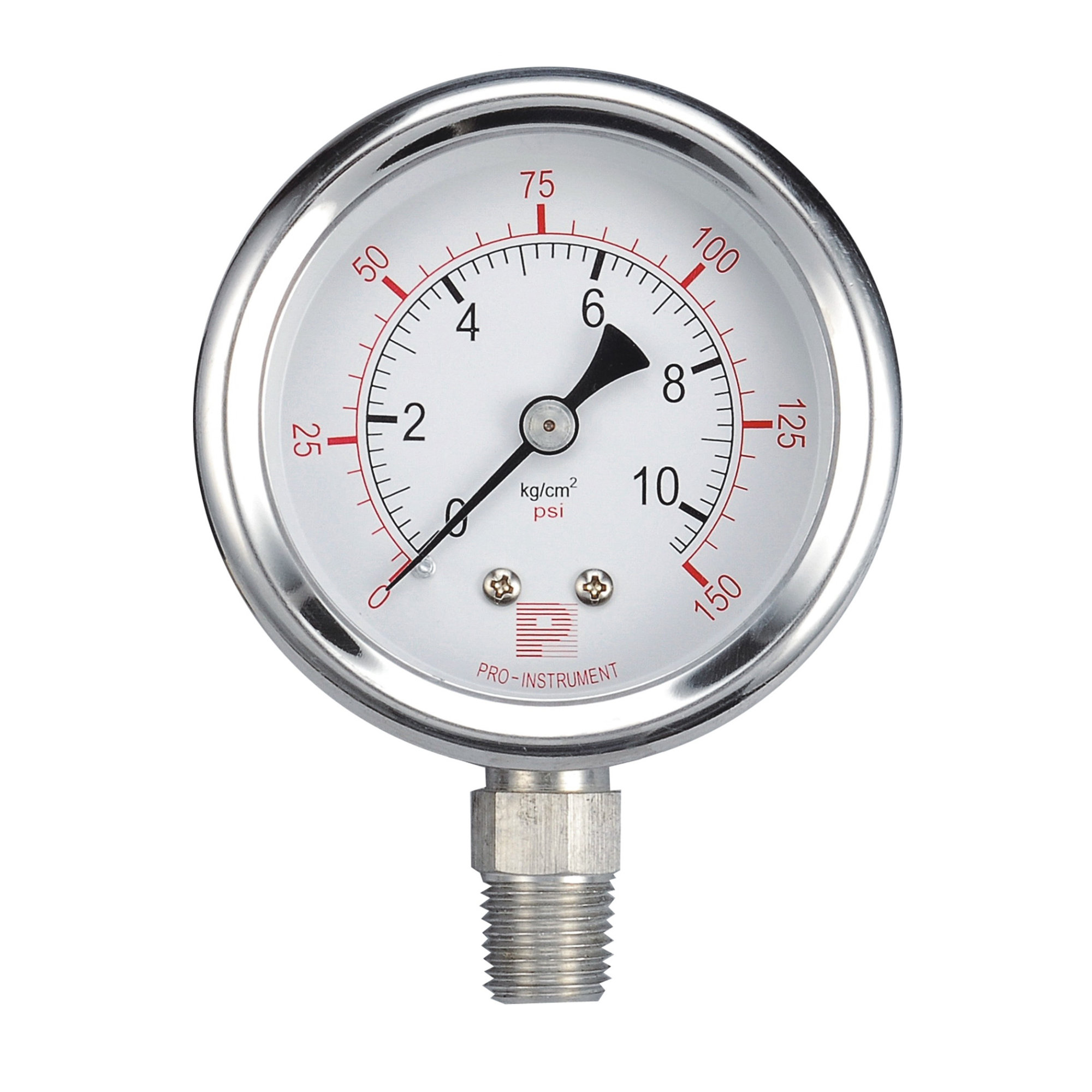 stainless steel, bottom connection pressure gauge