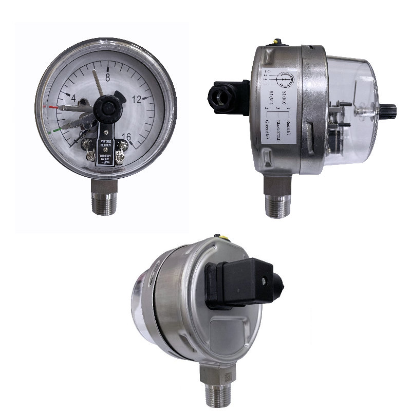 Electric contact pressure gauge with junction box
