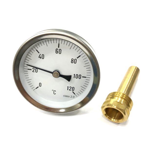 Thermometer with brass stem